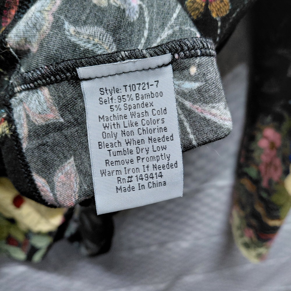 Retro Floral Long Sleeve Top - Black/Multi - Picture 7 of 7